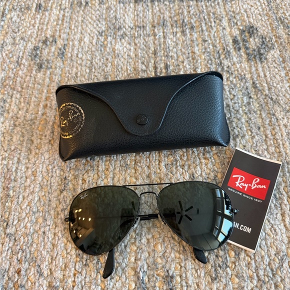 Ray-Ban Black Frame Sunglasses with Green Lenses